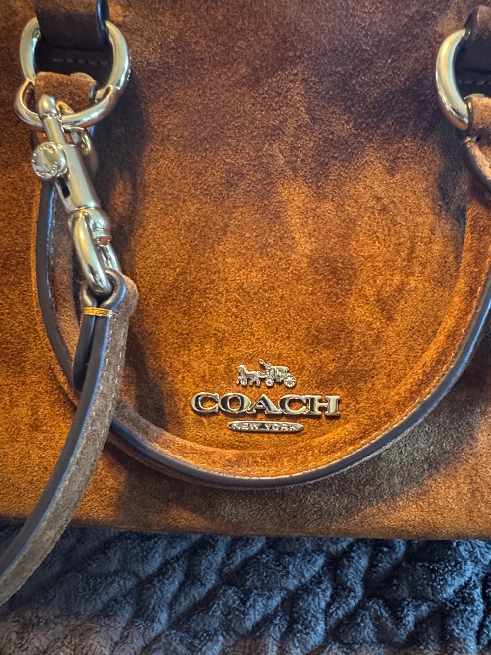 Coach brown suede Lara satchel bag purse - Picture 3 of 8